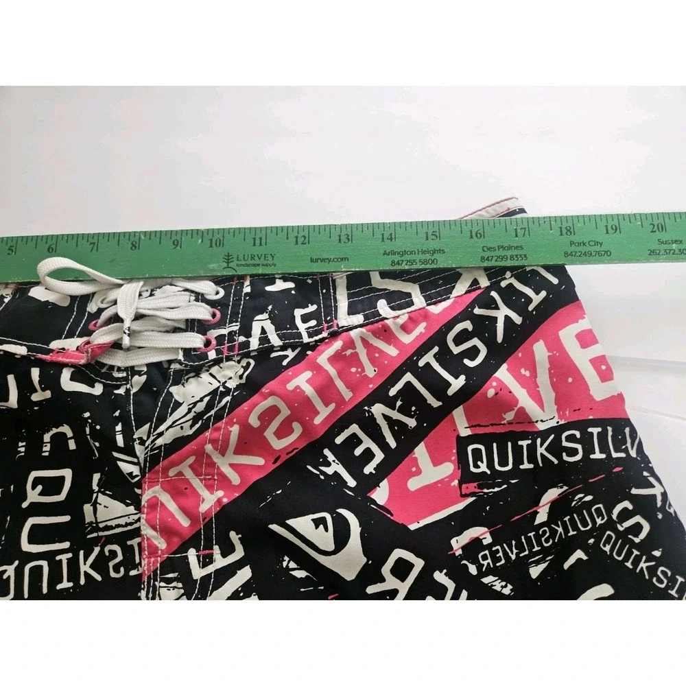 Vintage Quiksilver All-Over Print Typographic Boardshorts No Tags Waist 34